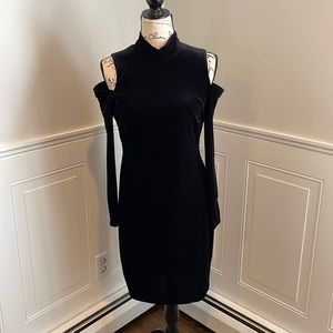 Velvet cold shoulder dress
